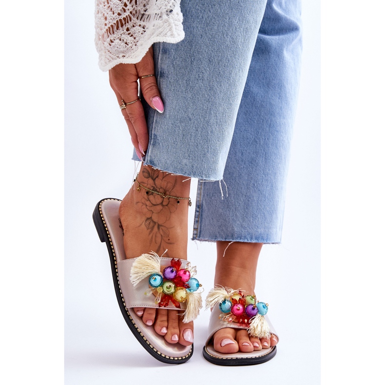 Tossut koristehelmillä S.Barski KV-2775-47 Nude beige 1