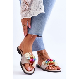 Tossut koristehelmillä S.Barski KV-2775-47 Nude beige 2