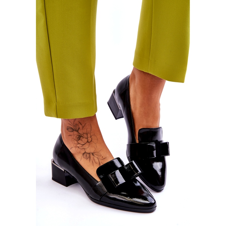 Vinceza Muodikkaat kiiltonahkapumput, joissa koristeellinen rusetti Shira Black musta 3