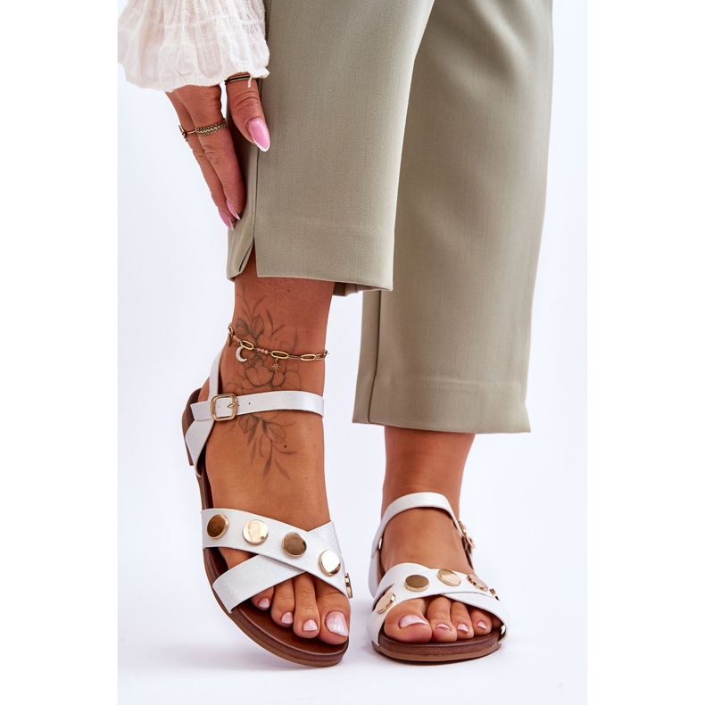 Litteät sandaalit S.Barski KV-5541-35 Valkoinen ja hopea 1