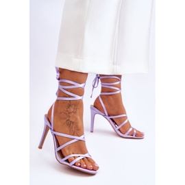 Naisten solmitut sandaalit korkeakorkoisella violetilla Meyalla violetti 2