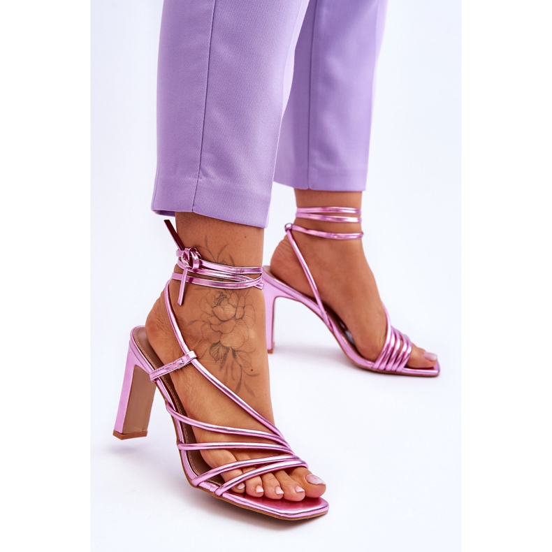 Muodikkaat solmitut vaaleanpunaiset Tessoro-korkokengät vaaleanpunainen 2