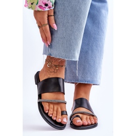 Naisten varvastossut koristeellisella hihnalla, musta Sublime 1