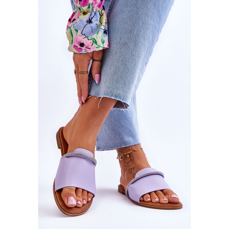 Tyylikkäät litteät korkokengät, violetti termen 2