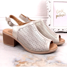 Beige/kulta Filippo Openwork Nahkasandaalit DS4475 kultainen 1