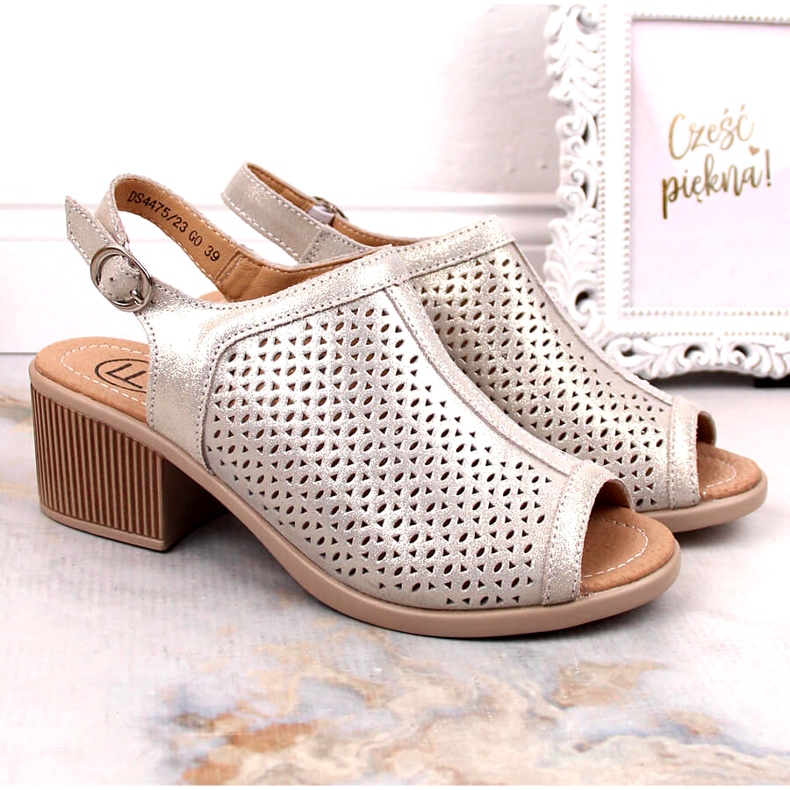 Beige/kulta Filippo Openwork Nahkasandaalit DS4475 kultainen 1