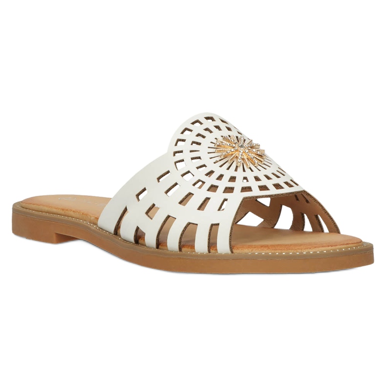 Muodikkaat naisten harjakattoiset varvastossut zirkoneilla Filippo DK4621/23 WH valkoinen 6