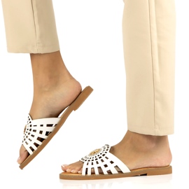 Muodikkaat naisten harjakattoiset varvastossut zirkoneilla Filippo DK4621/23 WH valkoinen 8