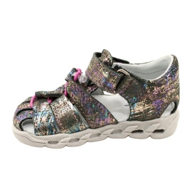 Tyttöjen sandaalit kiiltävä nahka Mazurek 1364 Metallic harmaa 2