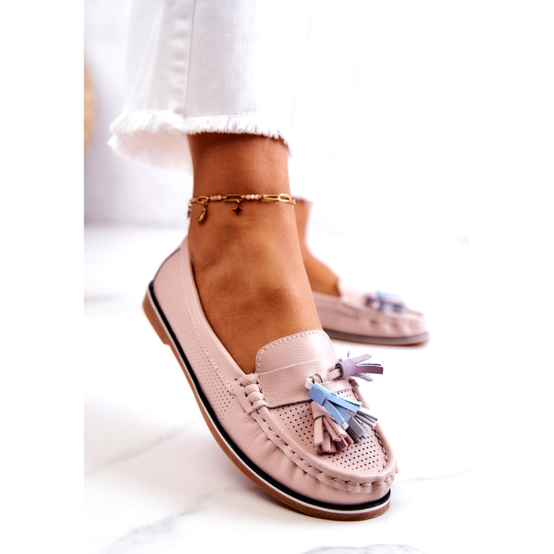 Evento Naisten nahkahousut hapsuilla Pinkki Laressa vaaleanpunainen 4