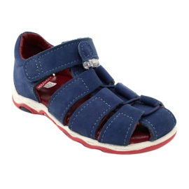 Nahka -sandaalit tarranauhoille Mazurek 1364 Navy Blue sininen 1