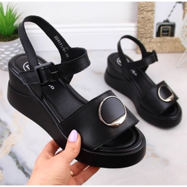 Filippo nahkaiset kiila sandaalit W DS4411 musta 1