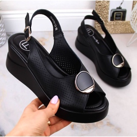 Filippo nahkaiset kiila sandaalit W DS4406 musta 1