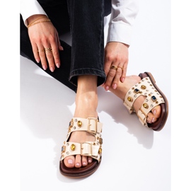 Seastar Muodikkaat varvastossut kristalleilla beige 1