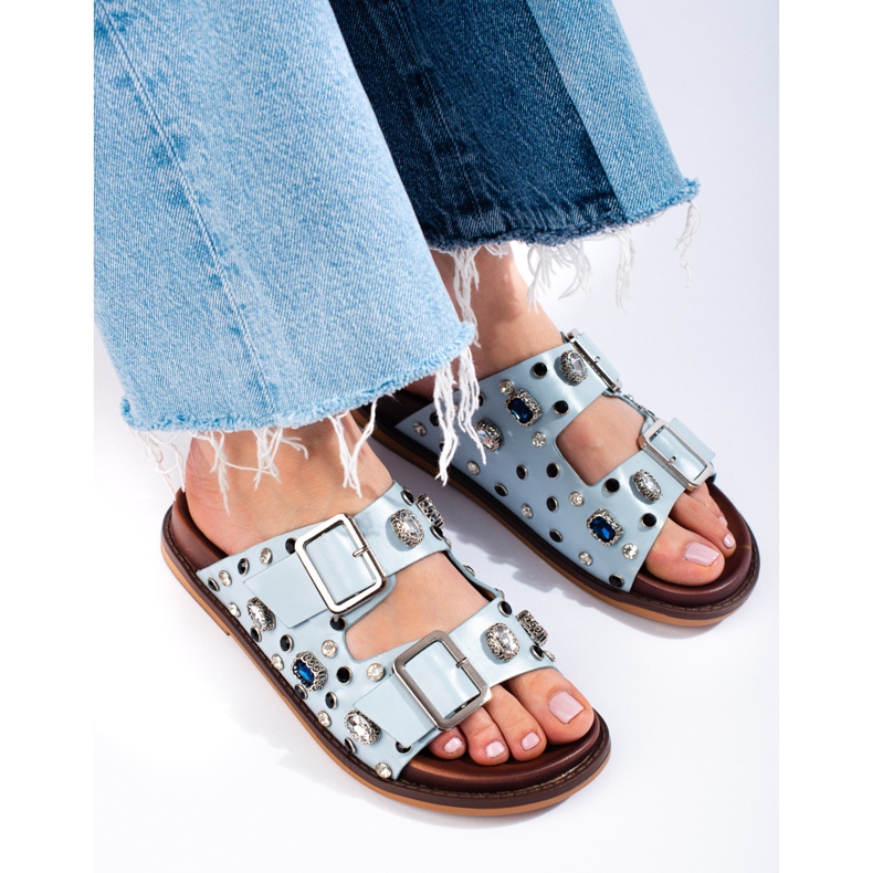 Seastar Muodikkaat varvastossut kristalleilla sininen 2