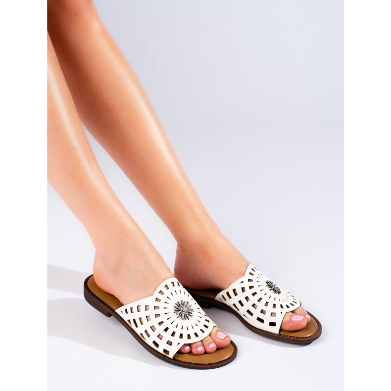 W. Potocki Naisten harjakattoiset valkoiset tossut Potockilta valkoinen 1