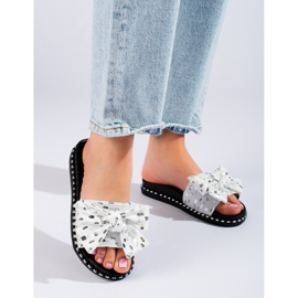 W. Potocki Naisten tossut paksulla pohjalla, musta Potocki valkoinen 1