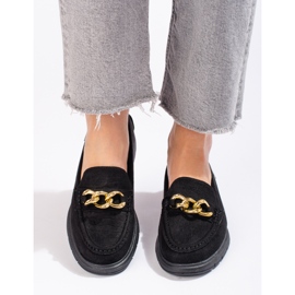 Naisten mokkanahkaiset loaferit Shelovet-alustalla musta 1