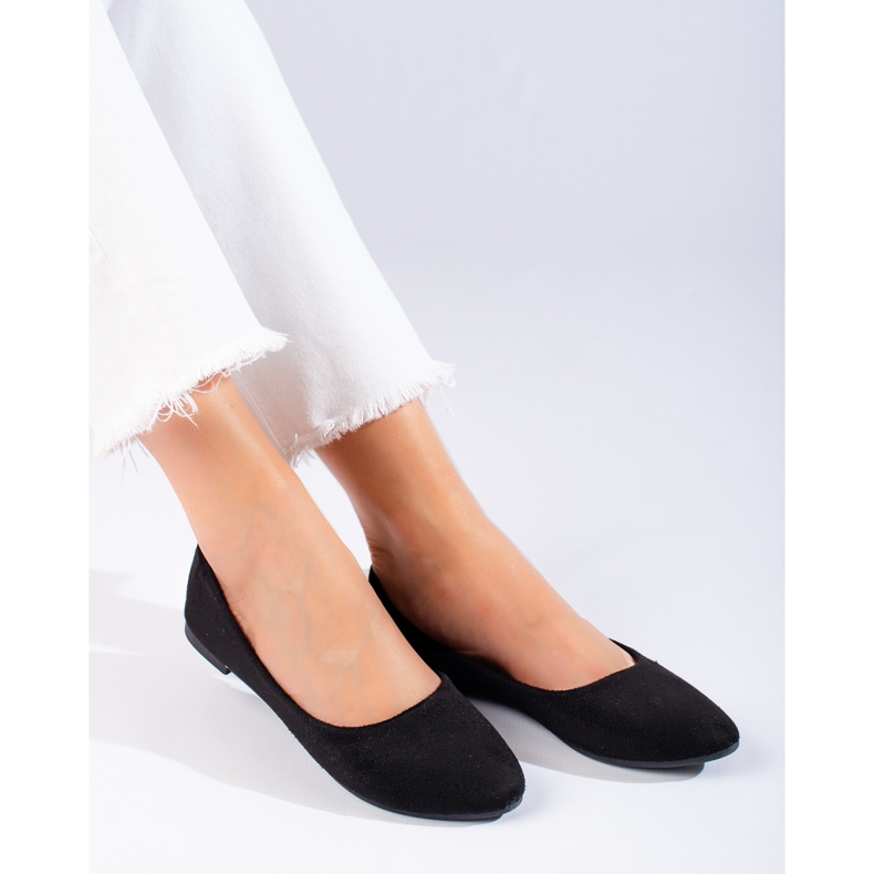 W. Potocki Naisten mokkanahka klassiset ballerinat musta Potocki 1