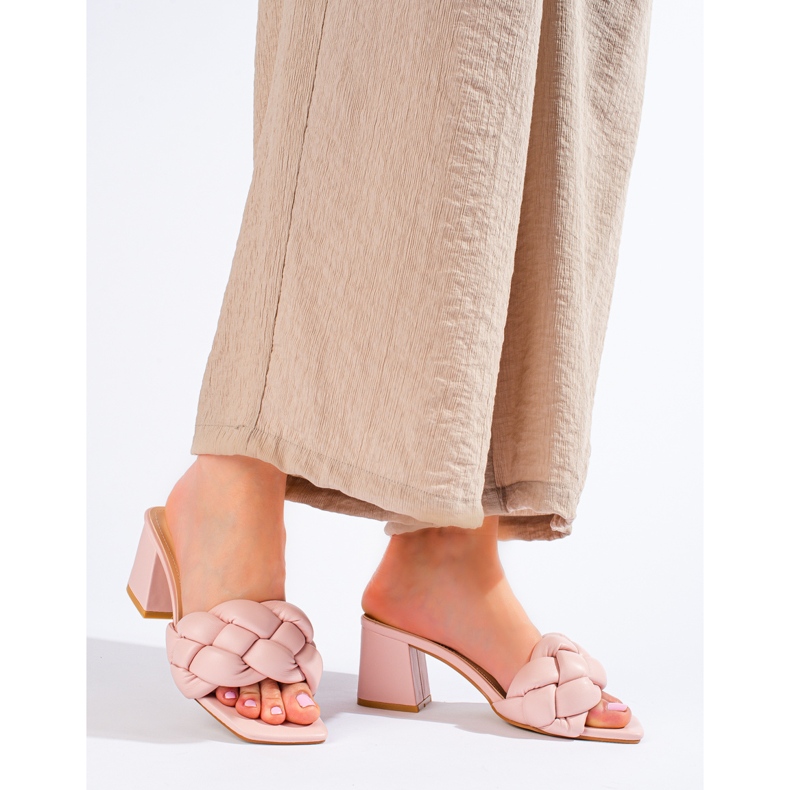 Naisten vaaleanpunaiset Shelovet-korkoiset sandaalit vaaleanpunainen 1