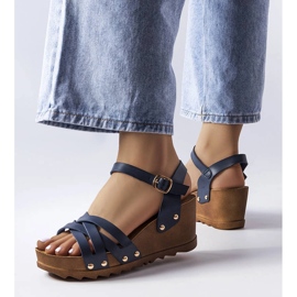 Audricin tummansiniset kiila sandaalit sininen 1