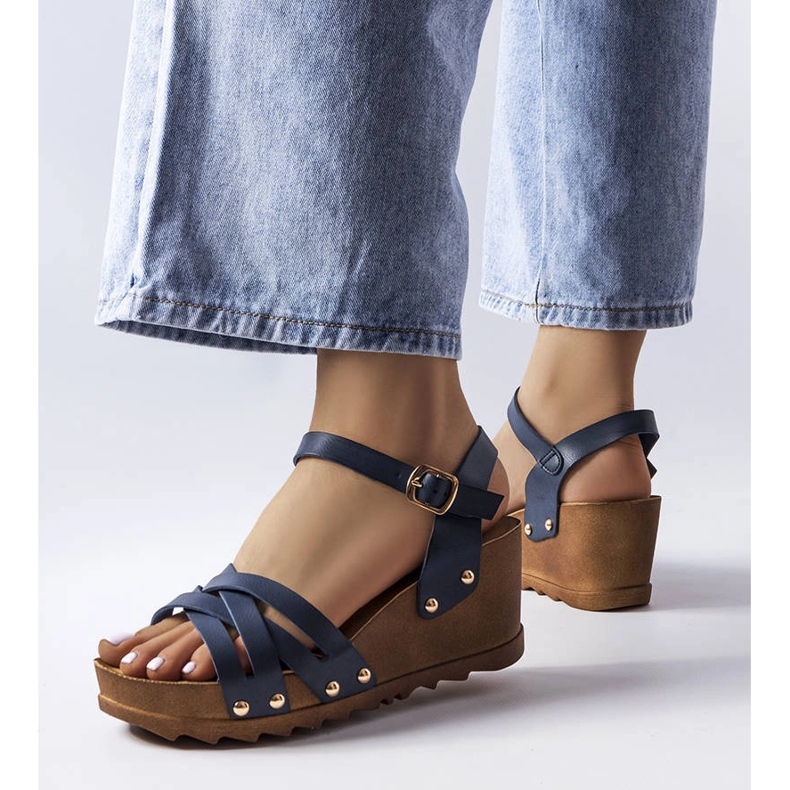 Audricin tummansiniset kiila sandaalit sininen 1