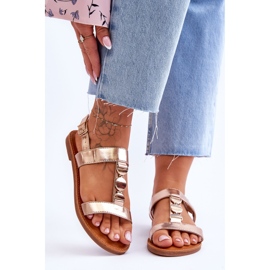 Naisten litteät sandaalit koristeellisella vyöllä Golden Berry kultainen 1