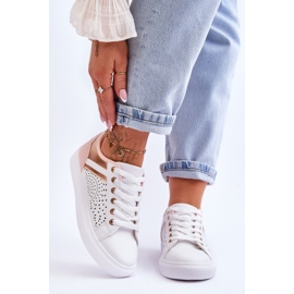 Klassiset urheilukengät harjakattoisilla kuvioilla Valko-Rose-Gold Happier valkoinen 1