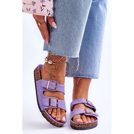 FB2 Naisten sandaalit korkkitasolla, joissa raidat purppura Doretta violetti 1
