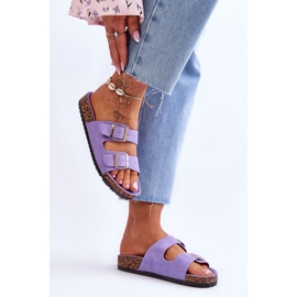 FB2 Naisten sandaalit korkkitasolla, joissa raidat purppura Doretta violetti 4