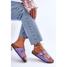 FB2 Naisten sandaalit korkkitasolla, joissa raidat purppura Doretta violetti 6