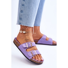 FB2 Naisten sandaalit korkkitasolla, joissa raidat purppura Doretta violetti 2