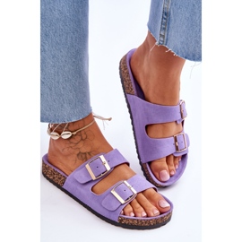 FB2 Naisten sandaalit korkkitasolla, joissa raidat purppura Doretta violetti 3