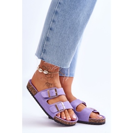 FB2 Naisten sandaalit korkkitasolla, joissa raidat purppura Doretta violetti 7