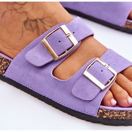 FB2 Naisten sandaalit korkkitasolla, joissa raidat purppura Doretta violetti 5
