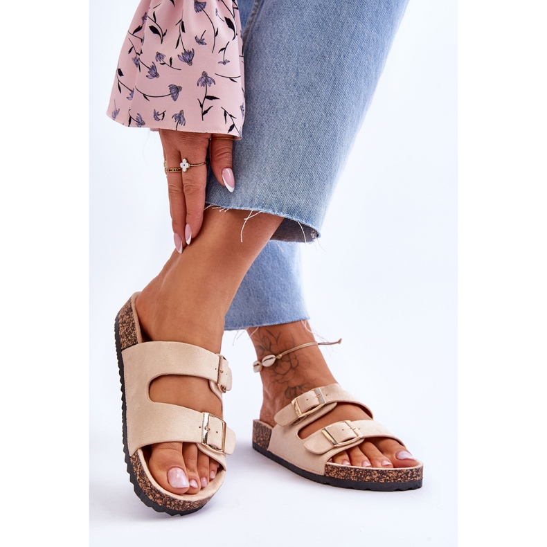 FB2 Naisten sandaalit korkkitasolla raidoilla beige Doretta 2