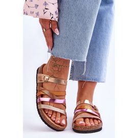 FB2 Naisten tossut kultaisilla apilaraidoilla kultainen 1