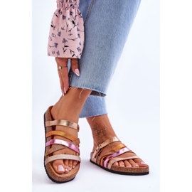 FB2 Naisten tossut kultaisilla apilaraidoilla kultainen 2