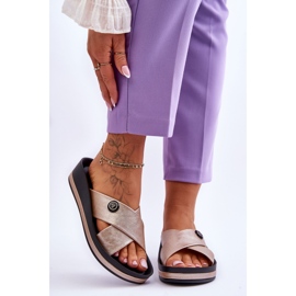 Vinceza Naisten kultaiset Brooklyn-koristeiset tossut kultainen 1