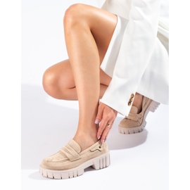 Naisten beige-mokkanahka Shelovet-loaferit 1
