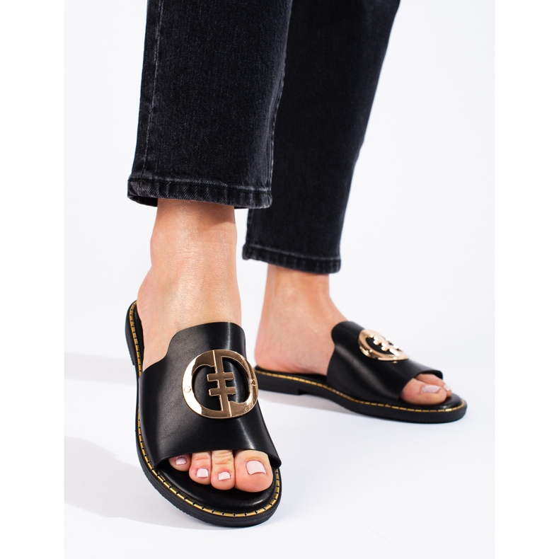 Naisten tyylikkäät Shelovet mustat tossut 1