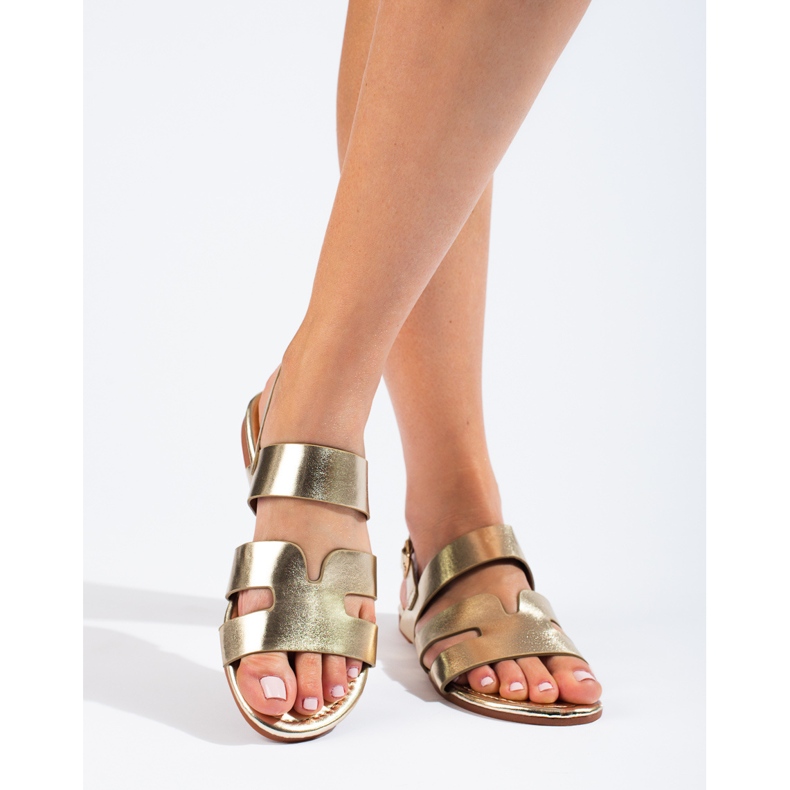 Shelovet kultaiset litteät sandaalit kultainen 2