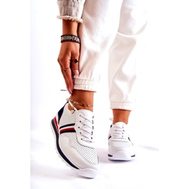 Evento Naisten valkoiset ja laivastonsiniset nahkaiset urheilukengät Jane valkoinen 1