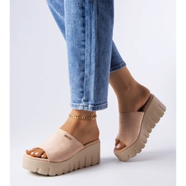 PA1 Bourdette beiget korkeakiila-sandaalit 1