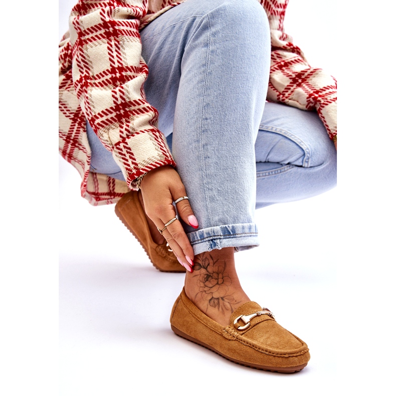 Klassiset mokkanahkaiset mokasiinit kamelikoristeella ruskea 2