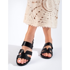 Shelovet mustat litteät sandaalit 1