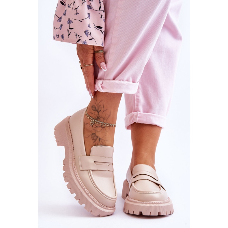 Riverside Beige Nahkainen Slip-On Loaferit 1