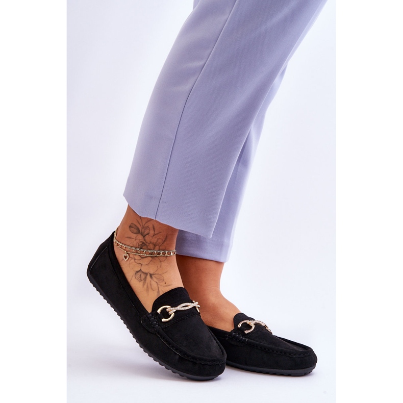 Klassiset mokkanahkaiset loaferit mustalla Amera-koristeella 1