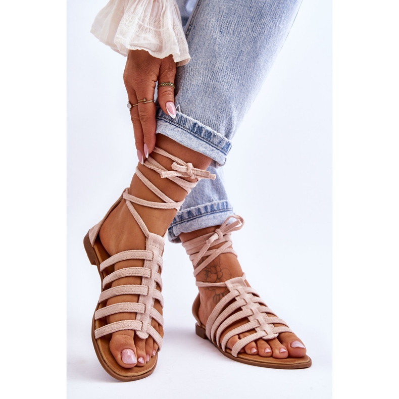 FC3 Naisten mokkanahkaiset roomalaiset sandaalit beige Semper 2