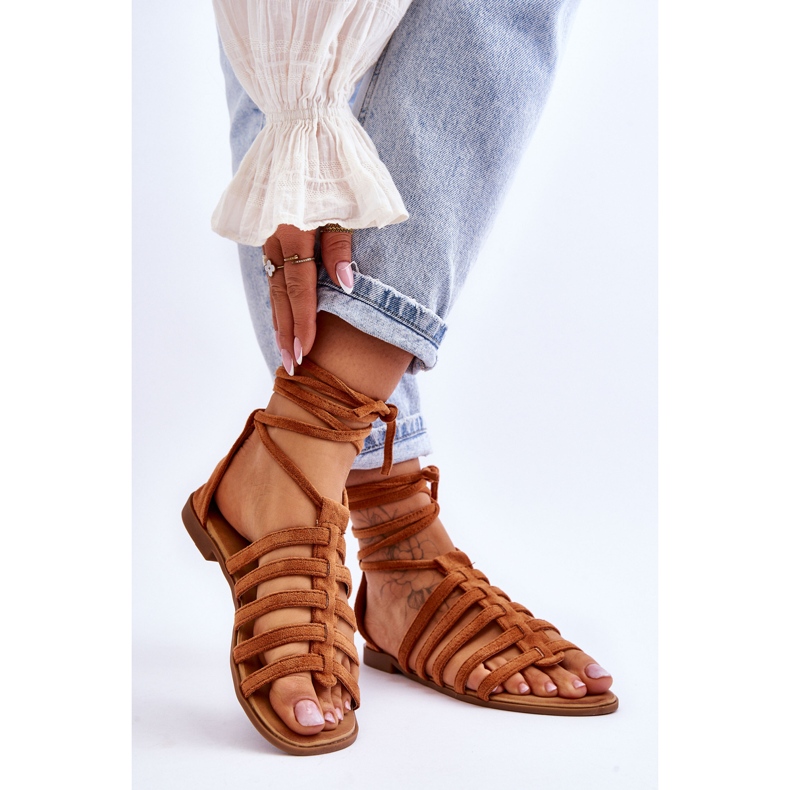 FC3 Camel Semper naisten roomalaiset mokkanahkasandaalit ruskea 2